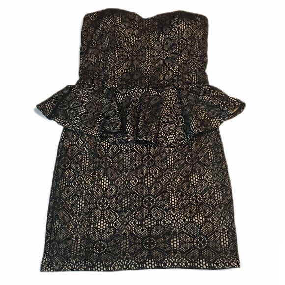 Romeo & Juliet Couture Black Lace Strapless Dress Jr MED - Picture 1 of 8